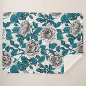 Couverture Sherpa Roses blanches et coccinelles (Devant (Horizontal))