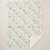 Couverture Sherpa Roses blanches romantiques aux nuances de rose Fle (Devant)