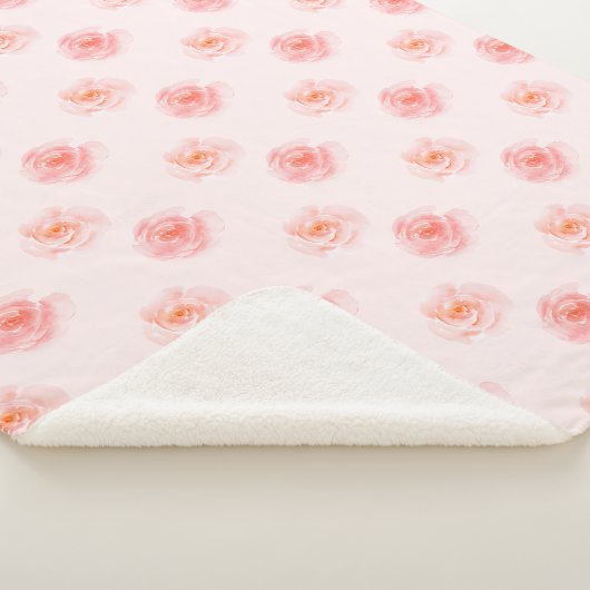 Couverture Sherpa Roses d'aquarelle rose pâle (3/4)