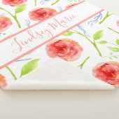 COUVERTURE SHERPA ROSES DE COULEUR D'EAU PERSONNALISÉS SHERPA BLANKE (3/4)