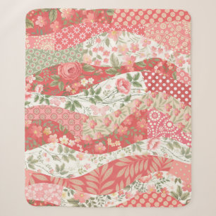 Couverture Sherpa Roses de Patchwork : conception motif transparente