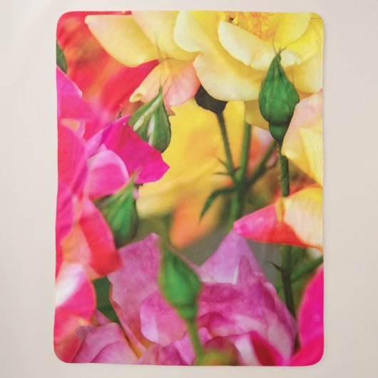 Couverture Sherpa Roses d'été colorées (Devant)
