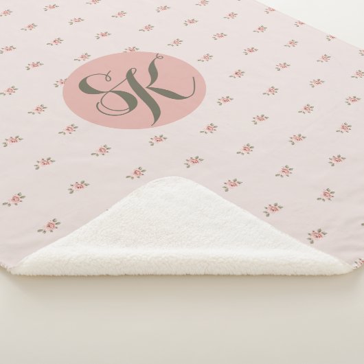 Couverture Sherpa Roses miniatures et monogramme (3/4)