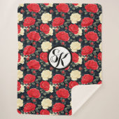 Couverture Sherpa Roses miniatures et monogramme (Devant)