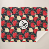 Couverture Sherpa Roses miniatures et monogramme (Devant (Horizontal))