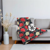 Couverture Sherpa Roses miniatures et monogramme