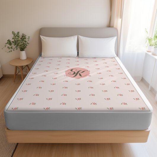 Couverture Sherpa Roses miniatures et monogramme