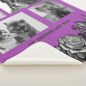 Couverture Sherpa Roses noires et blanches Clair violet photo Collag (3/4)