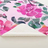 Couverture Sherpa Roses opulents à l'aquarelle dessinée à la main. M (3/4)