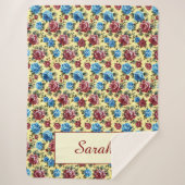 Couverture Sherpa Roses romantiques personnalisés Vintages (Devant)