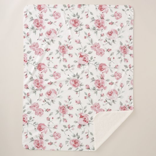 Couverture Sherpa Roses Roses Fleurs Mariage (Devant)
