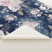 Couverture Sherpa Roses roses roses Bleu foncé : Vintage (3/4)
