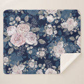 Couverture Sherpa Roses roses roses Bleu foncé : Vintage (Devant (Horizontal))