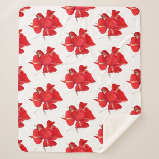Couverture Sherpa Roses Rouges, (Devant)