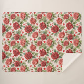 Couverture Sherpa Roses rouges avec Coeurs de Saint Valentin Motif r (Devant (Horizontal))