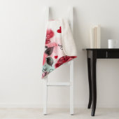 Couverture Sherpa Roses rouges avec Coeurs de Saint Valentin Motif r (En situation)