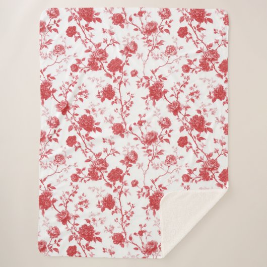 Couverture Sherpa Roses Rouges Floral (Devant)