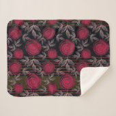 Couverture Sherpa Roses rouges sur noir. (Devant (Horizontal))