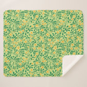 Couverture Sherpa Roses sauvages en jaune et vert (Devant (Horizontal))