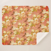 Couverture Sherpa Roses sucrés sur orange (Devant (Horizontal))