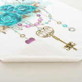 Couverture Sherpa Roses turquoise avec touches (3/4)