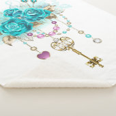 Couverture Sherpa Roses turquoise avec touches (3/4)