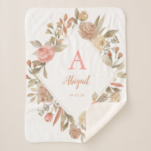 Couverture Sherpa Roses Vintages personnalisés Wreath Sherpa Blanket