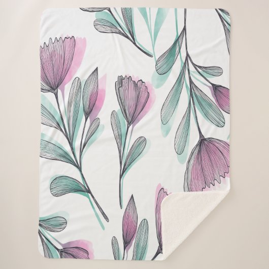 Couverture Sherpa Roses violets (Devant)