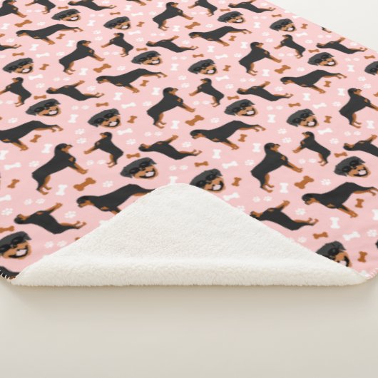 Couverture Sherpa Rottweiler Motif de chien rosé rose Sherpa Blanche (3/4)