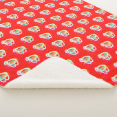 Couverture Sherpa Rouge avec de petits motifs d'art (3/4)