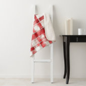 Couverture Sherpa Rouge Blanc Carreaux Rayures (En situation)