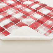 Couverture Sherpa Rouge Blanc Carreaux Rayures (3/4)