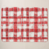 Couverture Sherpa Rouge Blanc Carreaux Rayures (Devant (Horizontal))