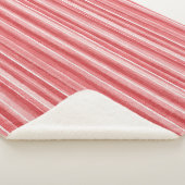 Couverture Sherpa Rouge Blanc Rosé Rayures Roses (3/4)