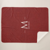 Couverture Sherpa Rouge Brown Faux Cuir Personnalisé Nom Grand (Devant (Horizontal))