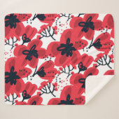 Couverture Sherpa Rouge de fleur : Motif Abstrait à main. (Devant (Horizontal))