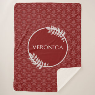 Couverture Sherpa Rouge élégant Damas Personnalisé Sherpa Blanket