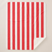 Couverture Sherpa Rouge et Blanc rayé Classique (Devant)