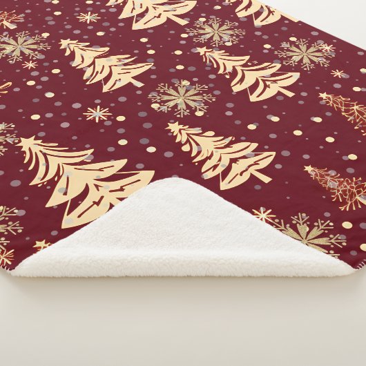 Couverture Sherpa Rouge et or de Noël rustique (3/4)
