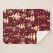 Couverture Sherpa Rouge et or de Noël rustique (Devant (Horizontal))