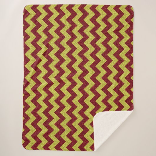 Couverture Sherpa Rouge et or Paillettes Zig Zag (Devant)