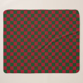 Couverture Sherpa Rouge et Vert Imprimé Damier Noël Classique (Devant (Horizontal))