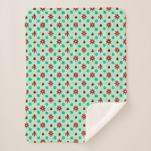 Couverture Sherpa Rouge et Vert Vintage (Devant)