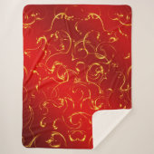 Couverture Sherpa rouge, motif, or, abstrait, doré, élégant, orne (Devant)