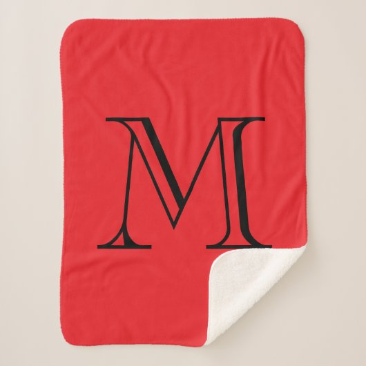 Couverture Sherpa Rouge & Noir Initiale Personnalisée (Devant)