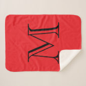 Couverture Sherpa Rouge & Noir Initiale Personnalisée (Devant (Horizontal))
