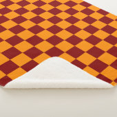 Couverture Sherpa Rouge + Orange À damiers Motif de tableau de bord (3/4)