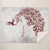 Couverture Sherpa Rouge Peacock Personnalisé Sherpa Blanket (Devant (Horizontal))