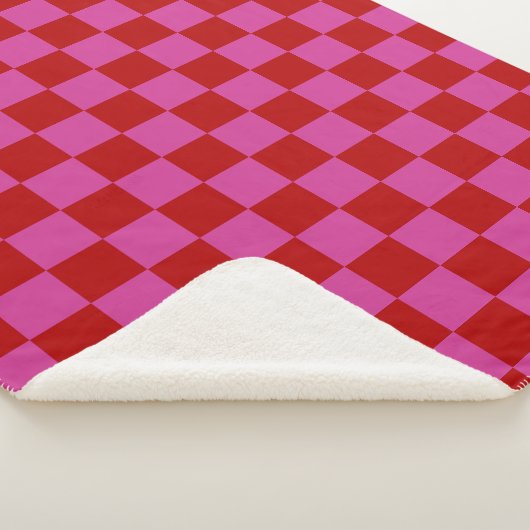 Couverture Sherpa Rouge + Pink Check À damiers Motif de tableau de b (3/4)