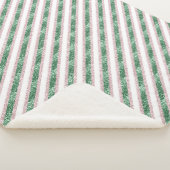 Couverture Sherpa Rouge rosé vert rayures scintillantes (3/4)